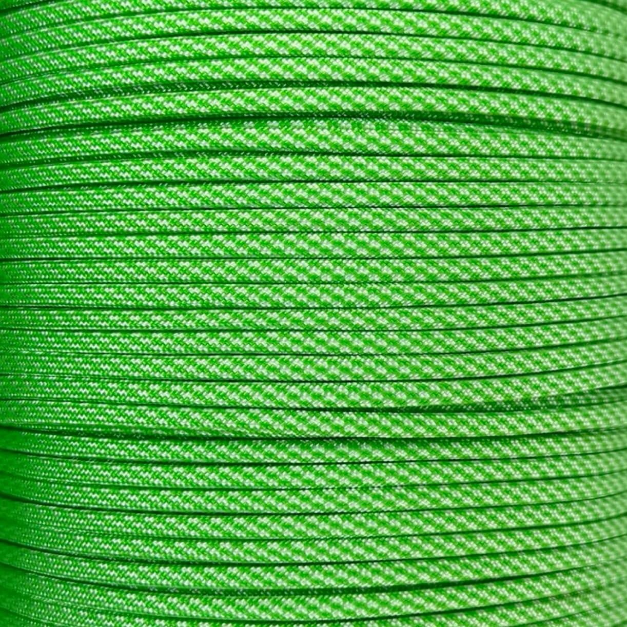 Paracord 550 de color verde neón y blanco con forma de bastón de caramelo