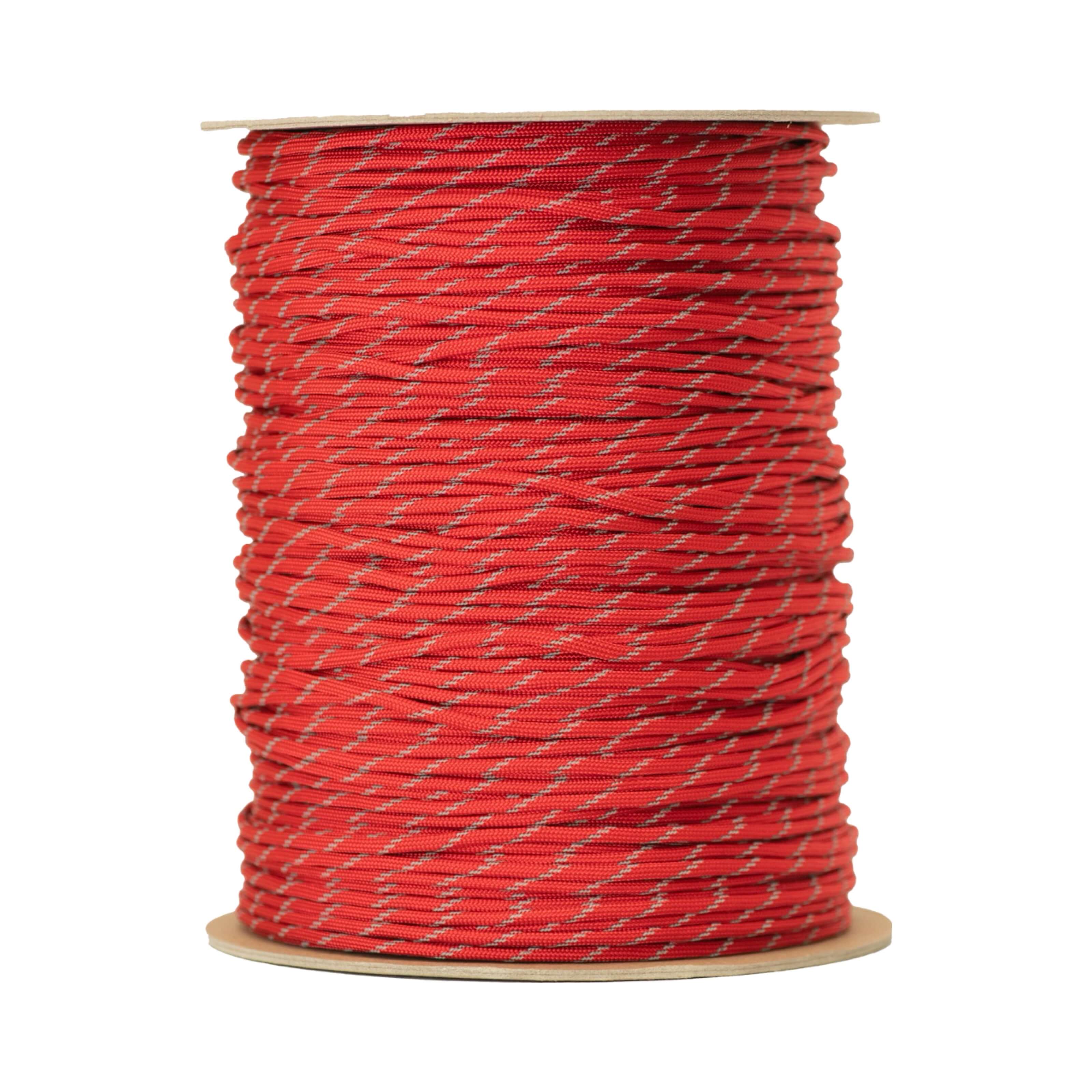 Paracord 550 rojo imperial con 3 marcadores que brillan en la oscuridad