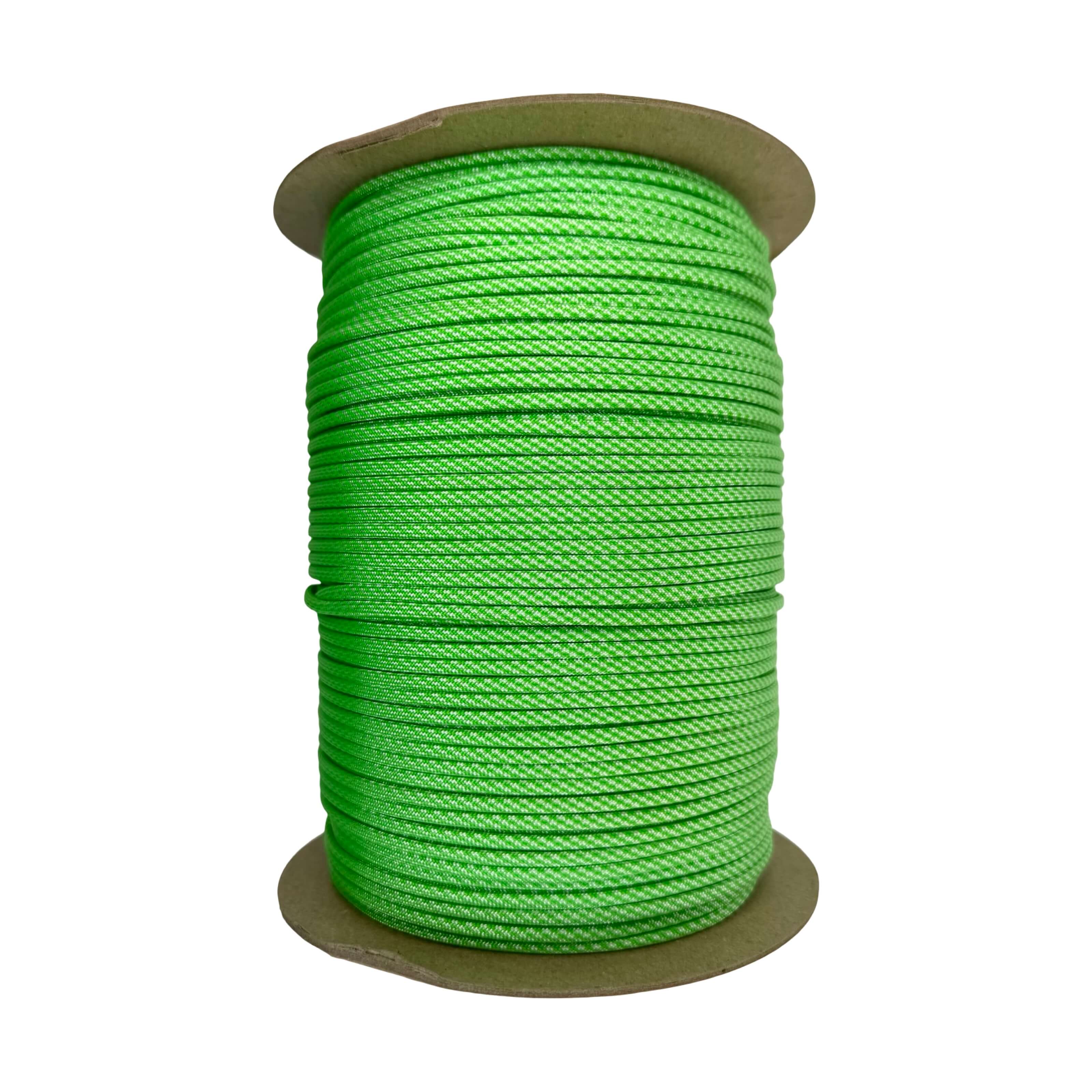 Paracord 550 de color verde neón y blanco con forma de bastón de caramelo