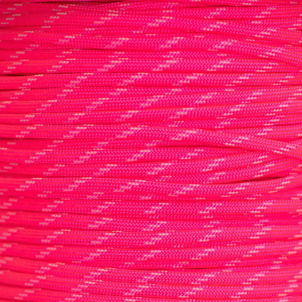 Neon Pink with 3 Glow in the Dark Tracers 550 Paracord