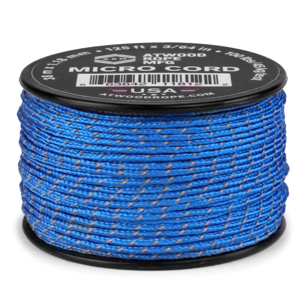 Blue with Refelective Tracers Micro Cord - 125 ft