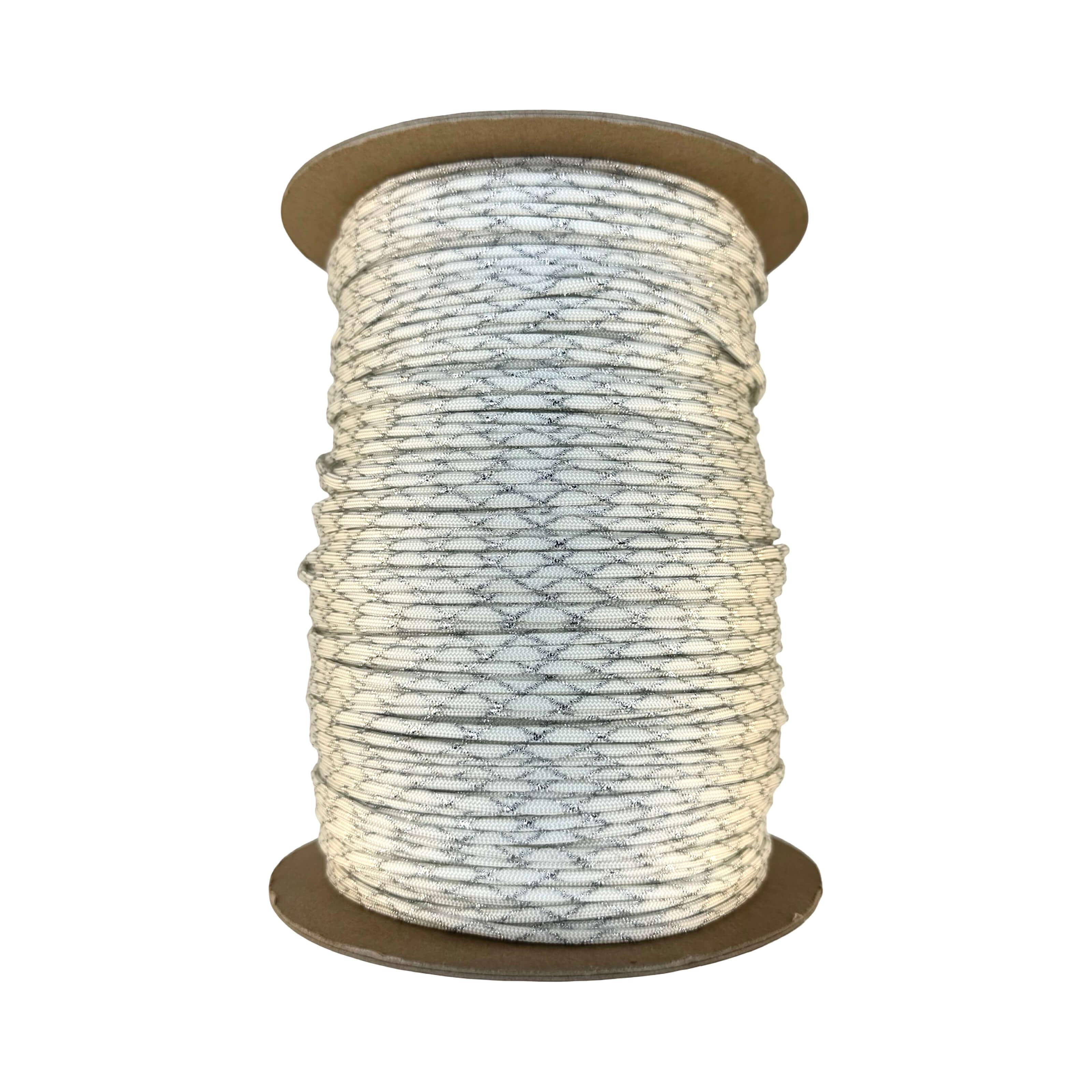 White w/ 3 Silver Metallic "X" Tracers 550 Paracord