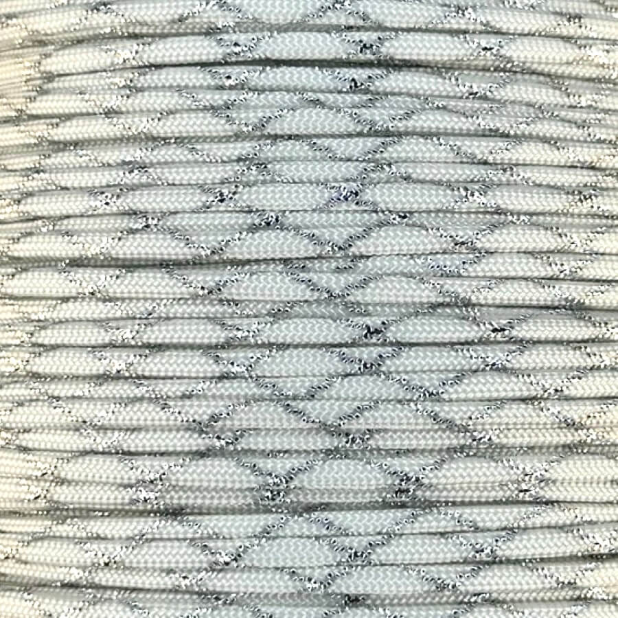 White w/ 3 Silver Metallic "X" Tracers 550 Paracord