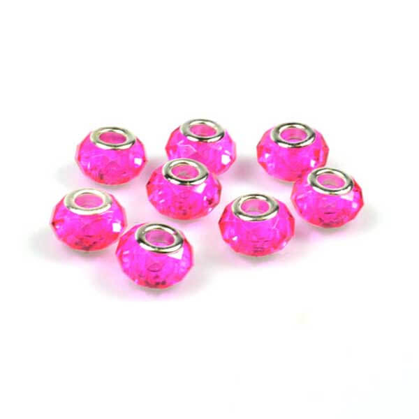 Round Fuchsia Faceted Charm Bead